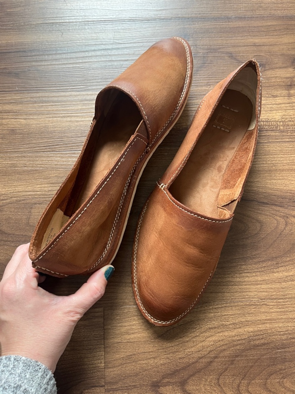 Frye Milly Flat Brown Whiskey Leather Slip-On Loafers